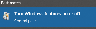 Turn Windows features on or off a Start Menüben
